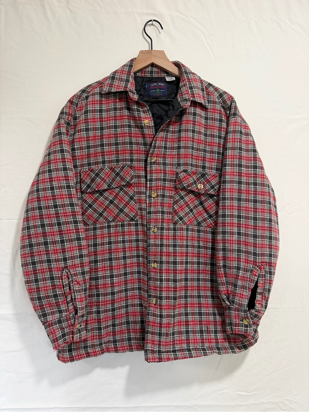 Vintage Members Only Plaid Flannel Shirt Jacket L Quilted Lined Shack